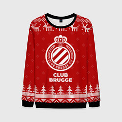 Свитшот мужской Новогодний Club Brugge с оленями, цвет: 3D-черный