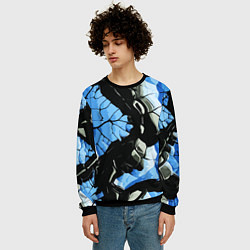 Свитшот мужской Чёрные линии на чёрно-синем фоне, цвет: 3D-черный — фото 2