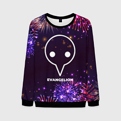 Свитшот мужской Праздничный Evangelion, цвет: 3D-черный