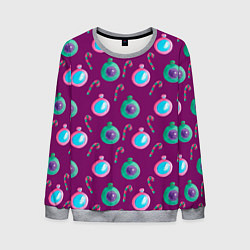 Мужской свитшот Новогодний узор с елочными игрушками