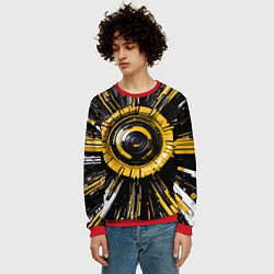 Свитшот мужской Чёрно-жёлтая сфера киберпанк, цвет: 3D-красный — фото 2