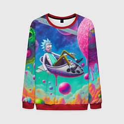 Свитшот мужской Рик в космической лодке - сюрреализм, цвет: 3D-красный