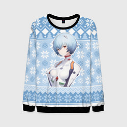 Свитшот мужской Rei christmas sweater Evangelion, цвет: 3D-черный