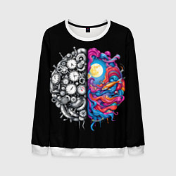 Свитшот мужской Правое и левое полушарие, цвет: 3D-белый