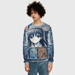 Свитшот мужской Героиня аниме на пэчворк, цвет: 3D-меланж — фото 2