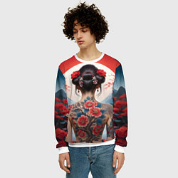 Свитшот мужской Девушка в татуировках, цвет: 3D-белый — фото 2