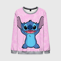 Свитшот мужской Stitch on a pink background, цвет: 3D-меланж