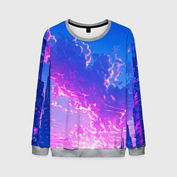 Свитшот мужской Розовые тучи на голубом небе киберпанк, цвет: 3D-меланж