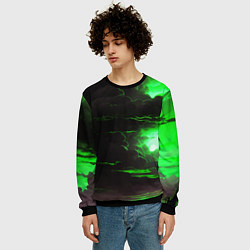 Свитшот мужской Кислотный зелёный закат, цвет: 3D-черный — фото 2