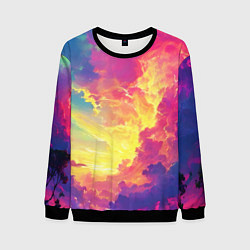Свитшот мужской Розовые облака на синем небе, цвет: 3D-черный