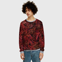 Свитшот мужской Красная трава на чёрном фоне, цвет: 3D-меланж — фото 2