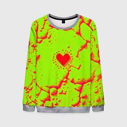 Свитшот мужской Сердечко на кислотном фоне, цвет: 3D-меланж
