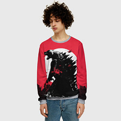 Свитшот мужской Godzilla destroys the city, цвет: 3D-меланж — фото 2