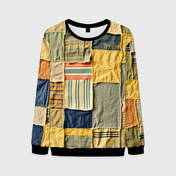 Свитшот мужской Пэчворк в желтых оттенках, цвет: 3D-черный