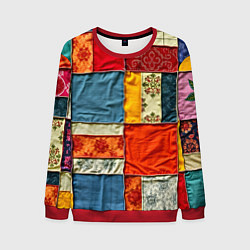 Свитшот мужской Пэчворк из ярких тканей, цвет: 3D-красный