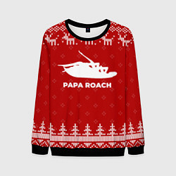 Свитшот мужской Новогодний Papa Roach с оленями, цвет: 3D-черный