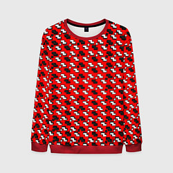 Мужской свитшот Чёрно-белые фигуры на красном фоне