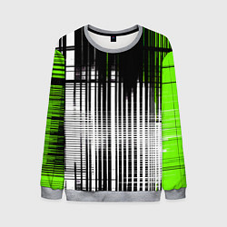 Свитшот мужской Зелёно-чёрный гранж на белом фоне, цвет: 3D-меланж