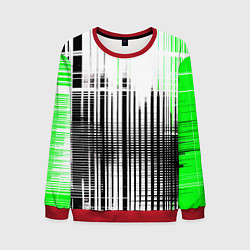 Свитшот мужской Зелёно-чёрный гранж на белом фоне, цвет: 3D-красный