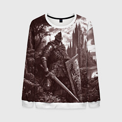 Свитшот мужской Иллюстрация боевого рыцаря, цвет: 3D-белый