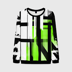 Свитшот мужской Чёрно-зелёные вертикальные и горизонтальные полосы, цвет: 3D-черный