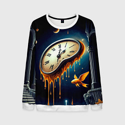 Свитшот мужской Течение времени - сюрреализм, цвет: 3D-белый