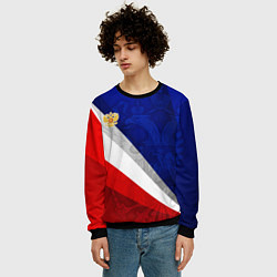 Свитшот мужской Герб России - триколор, цвет: 3D-черный — фото 2
