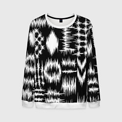 Свитшот мужской Штриховка - геометрическая абстракция, цвет: 3D-белый