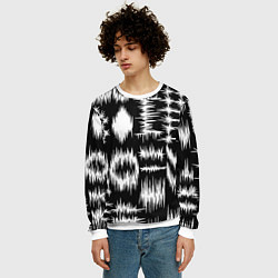 Свитшот мужской Штриховка - геометрическая абстракция, цвет: 3D-белый — фото 2