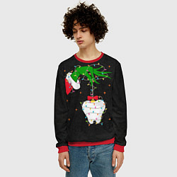 Свитшот мужской Гринч похищает у зубной феи, цвет: 3D-красный — фото 2