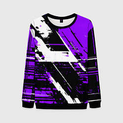 Свитшот мужской Diagonal black and white stripes on a purple backg, цвет: 3D-черный