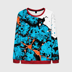 Свитшот мужской Оранжево-голубая абстракция на белом фоне, цвет: 3D-красный