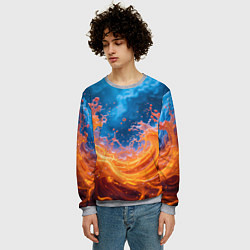 Свитшот мужской Яркое пламя в воде, цвет: 3D-меланж — фото 2