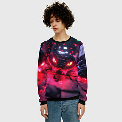 Свитшот мужской Хищная змея киберпанк, цвет: 3D-черный — фото 2