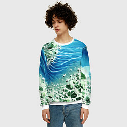 Свитшот мужской Берег и синие волны, цвет: 3D-белый — фото 2