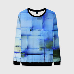 Свитшот мужской Чёрные пятна на синем фоне абстракция, цвет: 3D-черный