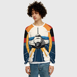 Свитшот мужской Скоростной ретро самолет, цвет: 3D-белый — фото 2