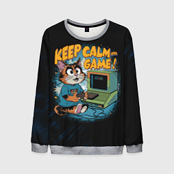 Свитшот мужской Котик игроман, цвет: 3D-меланж