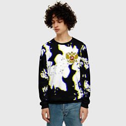 Свитшот мужской Россия герб глитч, цвет: 3D-черный — фото 2