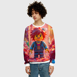 Свитшот мужской Роблокс человечек с красными волосами, цвет: 3D-белый — фото 2
