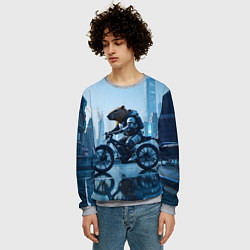 Свитшот мужской Капибара мотоциклист, цвет: 3D-меланж — фото 2