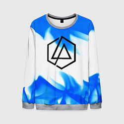 Свитшот мужской Linkin park blue flame, цвет: 3D-меланж