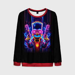 Свитшот мужской Барт Симпсон с двумя пистолетами - неон, цвет: 3D-красный