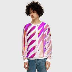 Свитшот мужской Бело-розовая абстракция, цвет: 3D-белый — фото 2