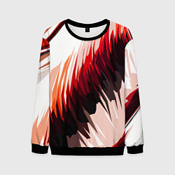 Мужской свитшот Чёрно-красные острые полосы на белом фоне