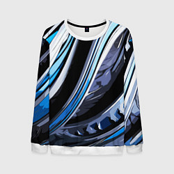 Мужской свитшот Волнистая чёрно-синяя абстракция