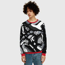 Свитшот мужской Чёрно-серая абстракция, цвет: 3D-красный — фото 2