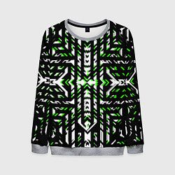 Мужской свитшот Чёрно-зелёный диагональные полосы на белом фоне