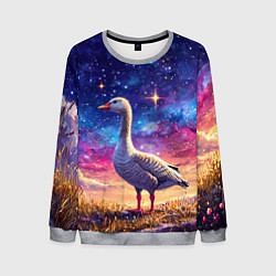 Свитшот мужской Гусь и космос, цвет: 3D-меланж