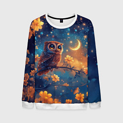 Свитшот мужской Сова на ветке, цвет: 3D-белый